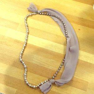Faux pearl and stone necklace